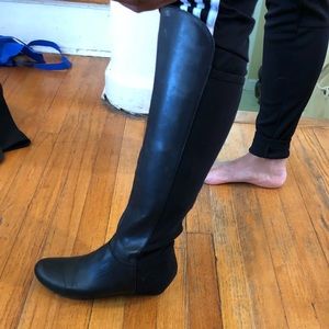 Black Wedge Riding Boots